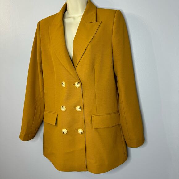 Gestuz LizaGZ Double Breasted Blazer Boxy Fit Relaxed Sz 36Small Mustard Yellow - Picture 4 of 15